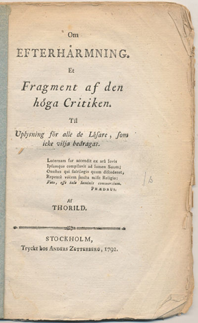 Om efterhärmning. Et fragment af den höga…