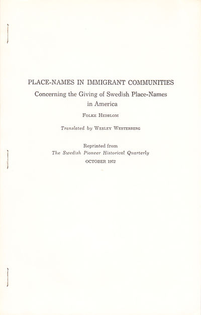 Place-Names in Immigrant Communities. Concerning…