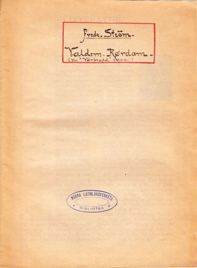 Valdemar Rørdam. (Extrakt ur Vårbrodd tidskrift…