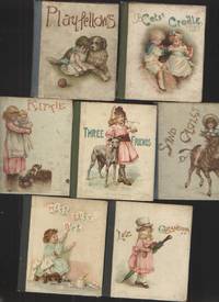 Set of 7 Small Children's Books from 1890s Playfellows, Cats' Cradle,  Kittie, Three Friends, Miss Busy Bee, like Grandpa, Sand Castles