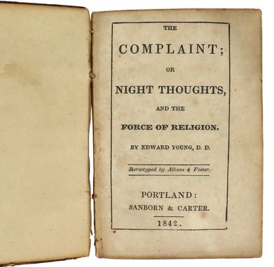 The Complaints; or Night Thoughts, and the Force of Religion