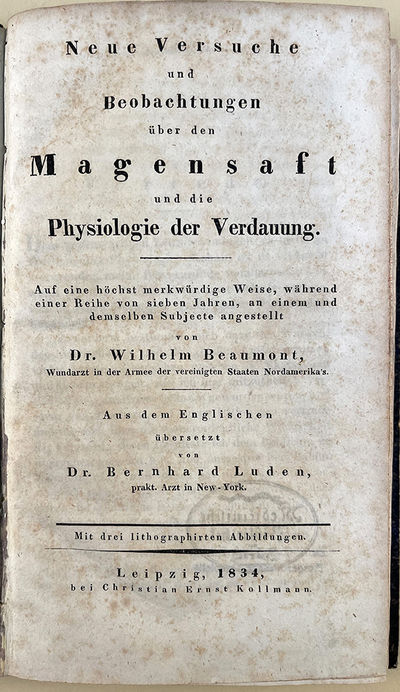 Neue Versuche und Beobachtung über den Magensaft und die Physiologie der Verdauung