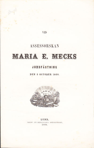 Vid assessorskan Maria E. Mecks jordfästning den…