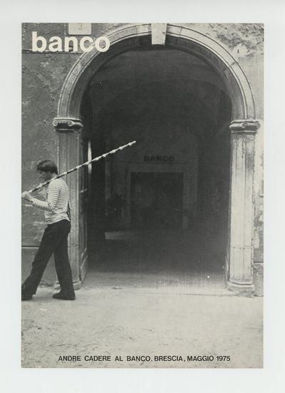 Exhibition flyer: Andre Cadere Al Banco, Brescia, Maggio 1975