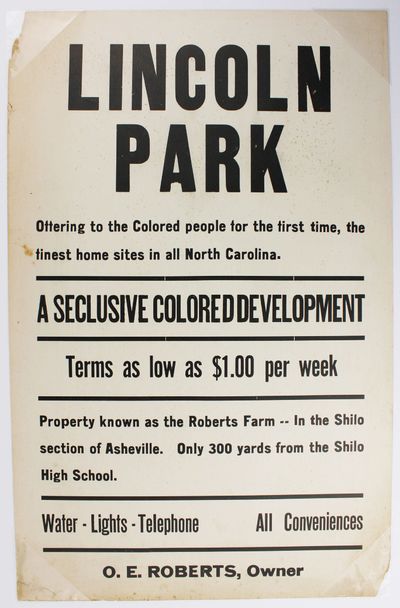 Lincoln Park. Offering to the Colored People for the First Time, the Finest Home Sites in North Carolina [caption title]