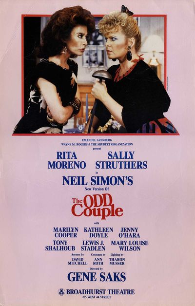 ODD COUPLE, THE (1985) Theatre window card LA