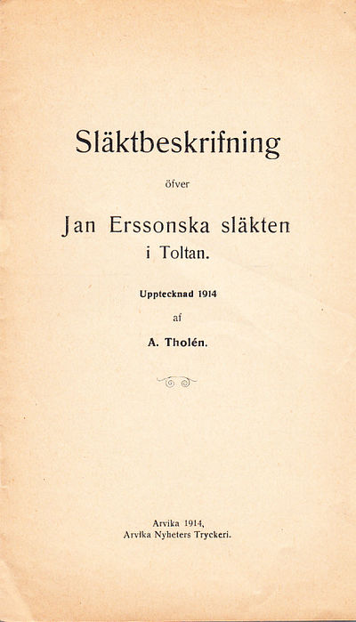Släktbeskrifning öfver Jan Erssonska släkten i…