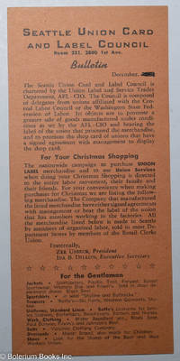 cover of Seattle Union Card and Label Council, Bulletin