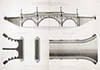 Geometrical elevation of a Bridge to be built over the River in the Garden at Sion... Plan of the Foundations of the Bridge... Plan of the Carriage and Footways of the Bridge