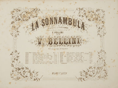 La Sonnambula Melodramma di Felice Romani posta in Musica e Dedicato al Sigr. Mo. F. Pollini ... Rid. con accomp. di Pianoforte ... 30._. [Piano-vocal score]