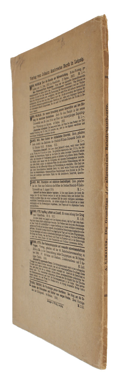 Die Grundlage der allgemeinen Relativitätstheorie. (The foundation of the General Theory of Relativity). - [TRANSFORMING THE SCIENTIFIC OUTLOOK OF THE 20TH CENTURY] (photo 5)