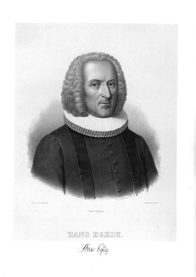 Originalt litografert portrett av Hans Egede. Fra…