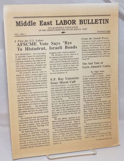 Middle East labor bulletin: Vol. 1, No. 1, Fall Summer 1988