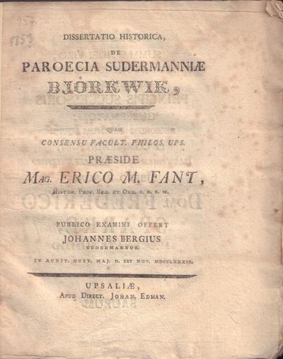 Dissertatio historica, de paroecia Sudermanniæ…