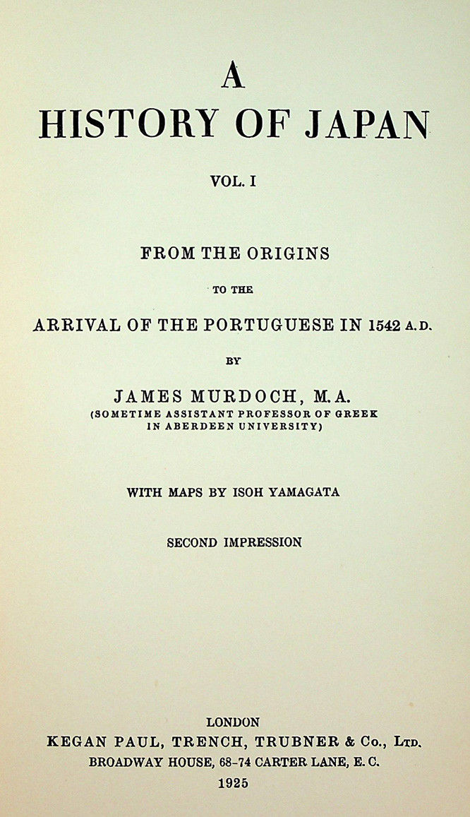 A History of Japan by James Murdoch | 1926 | Kega Paul | - Biblio