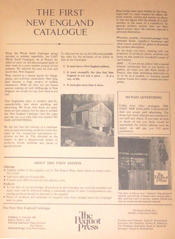 The First New England Catalogue by Marie S. Hall Paperback 1973