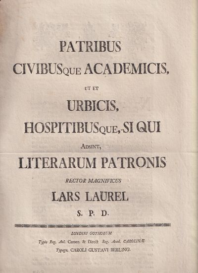 Patribus civibusque academicis, ut et urbicis,…
