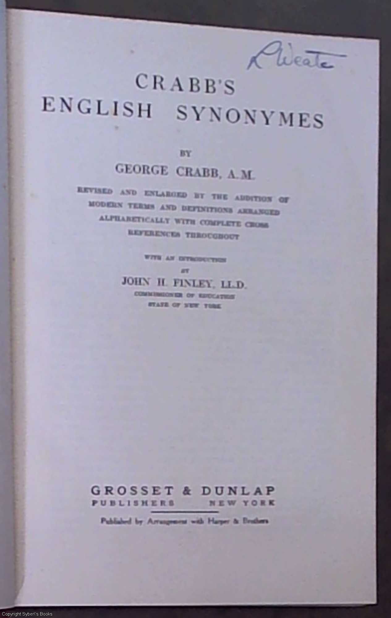 Crabb's English Synonymes (Synonyms) Revised and Enlarged by the