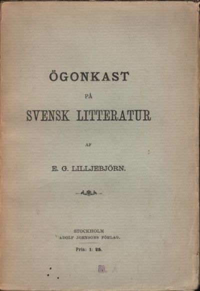 ÖGONKAST PÅ SVENSK LITTERATUR.