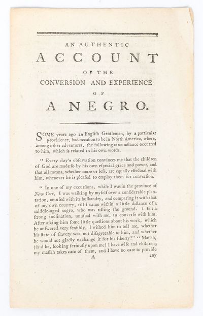 An Authentic Account of the Conversion and Experience of a Negro