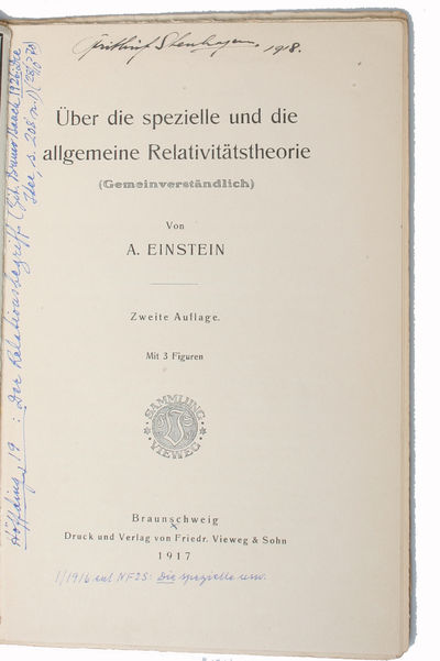Über die spezielle und die allgemeine Relativitätstheorie. Gemeinverständlich. Zweite Auflage. (photo 3)