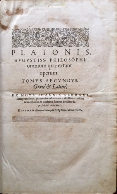 Platonis opera quae extant omnia. (The Complete Works of Plato) by