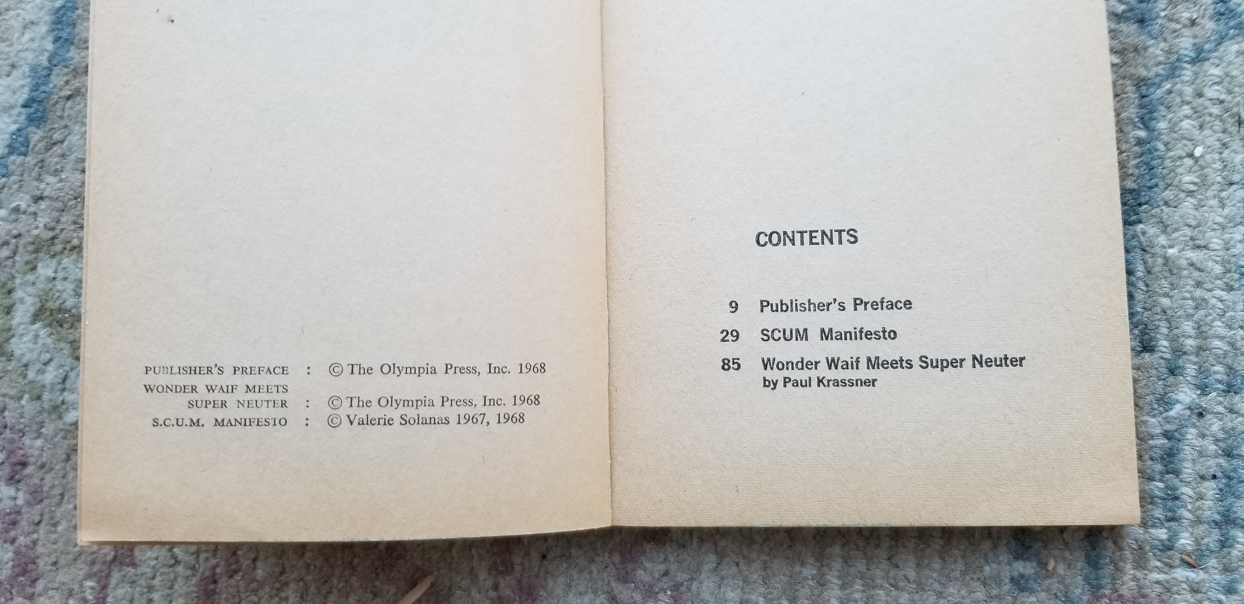 S.C.U.M. Manifesto by Valerie Solanas | Mass market paperback original |  1968 | Olympia Press | Biblio AU