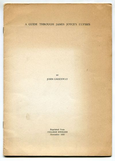: Reprinted from College English, 1955. Softcover. Very Good. First edition. Offprint. 12pp. . Stapl...