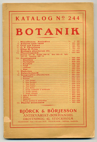 Björck & Börjesson. Katalog 244. Botanik.…