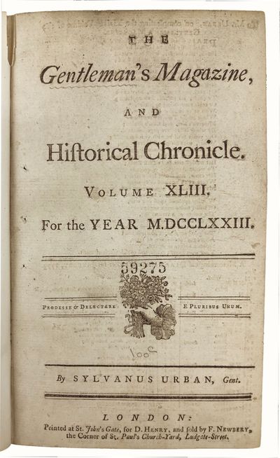 Phillis Wheatley's "On Recollection" in The Gentleman's Magazine: and Historical Chronicle. Volume XLIII. For the Year MDCCLXXIII