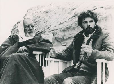 Star Wars [Star Wars: Episode IV - A New Hope] (Original photograph of George Lucas and Alec Guinness on the set of the 1977 film)