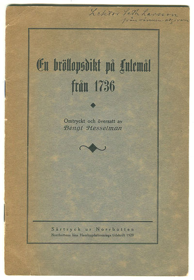 En bröllopsdikt på Lulemål från 1736. Omtryckt…