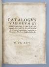 Catalogvs Variorvm Et Insignivm...; (photo 0)