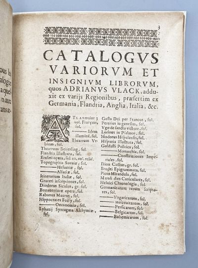 Catalogvs Variorvm Et Insignivm...; (photo 1)