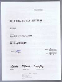 cover of To a Girl, On Her Birthday, Song. Low range, F Major. Middle C to D. No. 7025