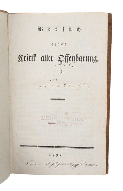 Versuch einer Kritik aller Offenbarung. -…