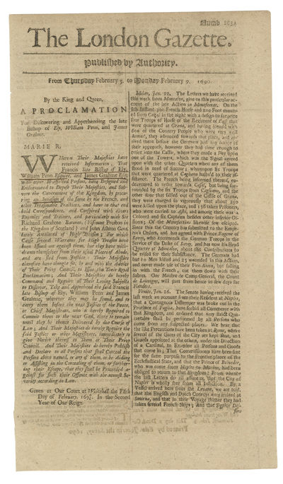 William Penn Wanted For Treason