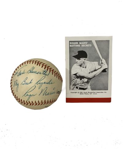 Roger Maris Baseball Inscribed to the New York Yankees' 1961 Team Photographer [with] Roger Maris' Batting Secrets
