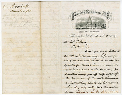 Washington Attorney and Inventor Writes to Arms Manufacturer about Andrew Johnson’s Impeachment