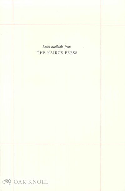 BOOKS AVAILABLE FROM THE KAIROS PRESS