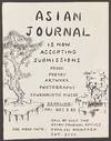 Asian Journal is now accepting submissions: prose, poetry, artwork, photography, journalistic pieces [handbill]