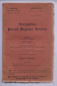 Shropshire Parish Register Society, December 1918, 48th Issue. Diocese of Hereford, Volume XVII Part 3, Stokesay, Pages 1-158, Introduction and Index