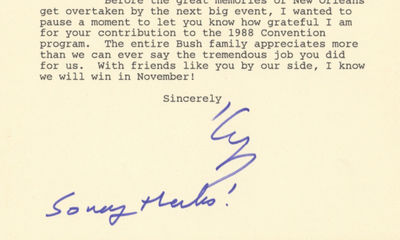 Weeks Before Being Elected President, George HW Bush Thanks Jeane Kirkpatrick, Ronald Reagan’s National Security Advisor and UN Ambassador, for Her Rousing Speech at the 1988 Republican National Convention