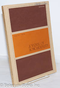 Journal of Homosexuality: vol. 1, #1, Fall 1974 by Silverstein, Charles, editor, John Money, Vern L. Bullough, Thomas Kando, Michael Serber et al - 1974