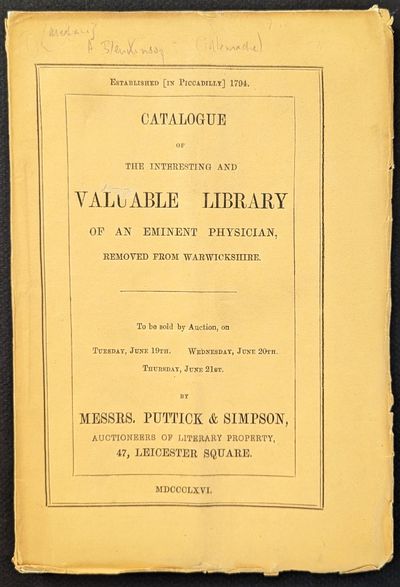 London: Puttick and Simpson, 1866. 8vo. 220 x 145 mm., .  60 pp.  Stitched as issued with original...