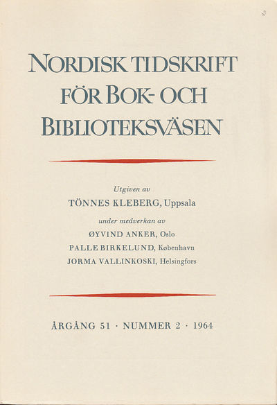 Nordisk tidskrift för bok- och biblioteksväsen.…