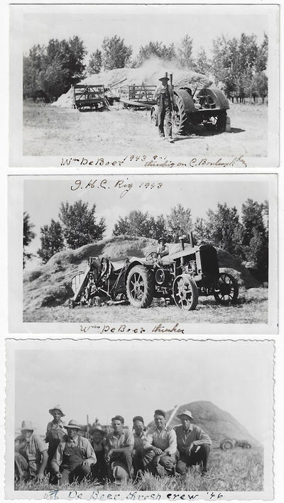 1922- 1952 - Group of 13 vernacular snapshots showing wheat farming images related to the DeBoer family near Luverne, Minnesota
