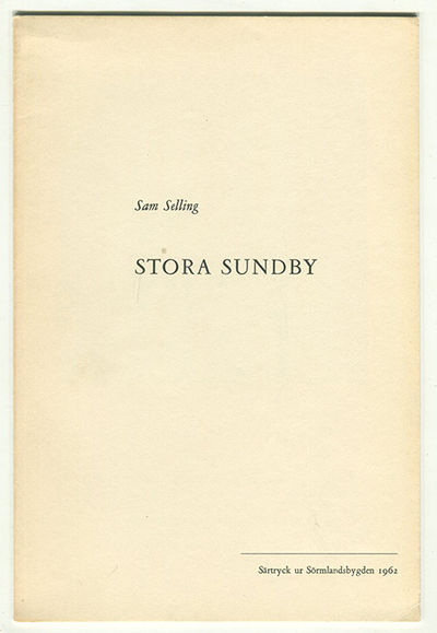 Stora Sundby. Särtryck ur Sörmlandsbygden 1962.