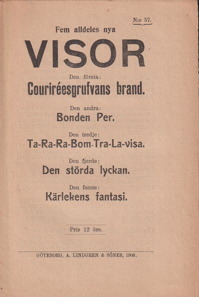 Fem alldeles nya visor. Den första:…