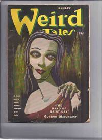 cover of Canadian issue Weird Tales Pulp ( Magazine ) January 1951 ( Hand of Saint Ury; Sixth Gargoyle; Fisherman at Crescent Beach; Something from Out There; Professor Kate; Old Gentleman with Scarlet Umbrella; Unwanted; For a Sea Lover; My Timid Soul )( Canada )
